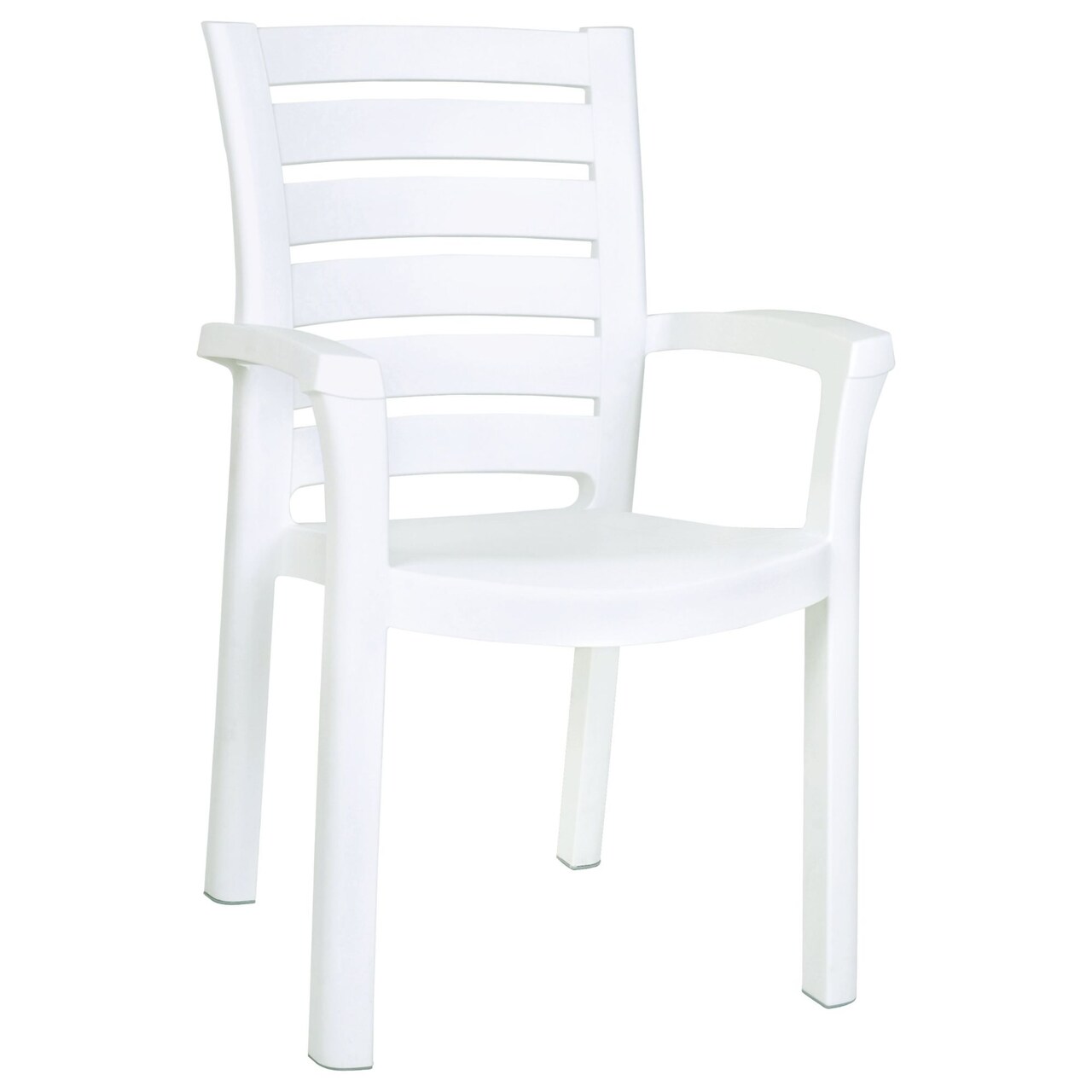 Luxury Commercial Living 35.5" Snow White Resin Solid Stackable Weather Resistant Dining Arm Chair